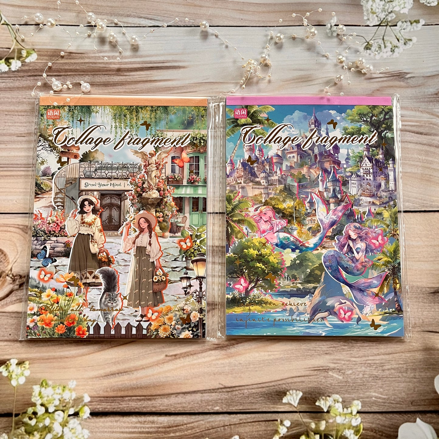 20 Sheets Collage Pieces Series Light Retro Material Landscape character Sticker Book