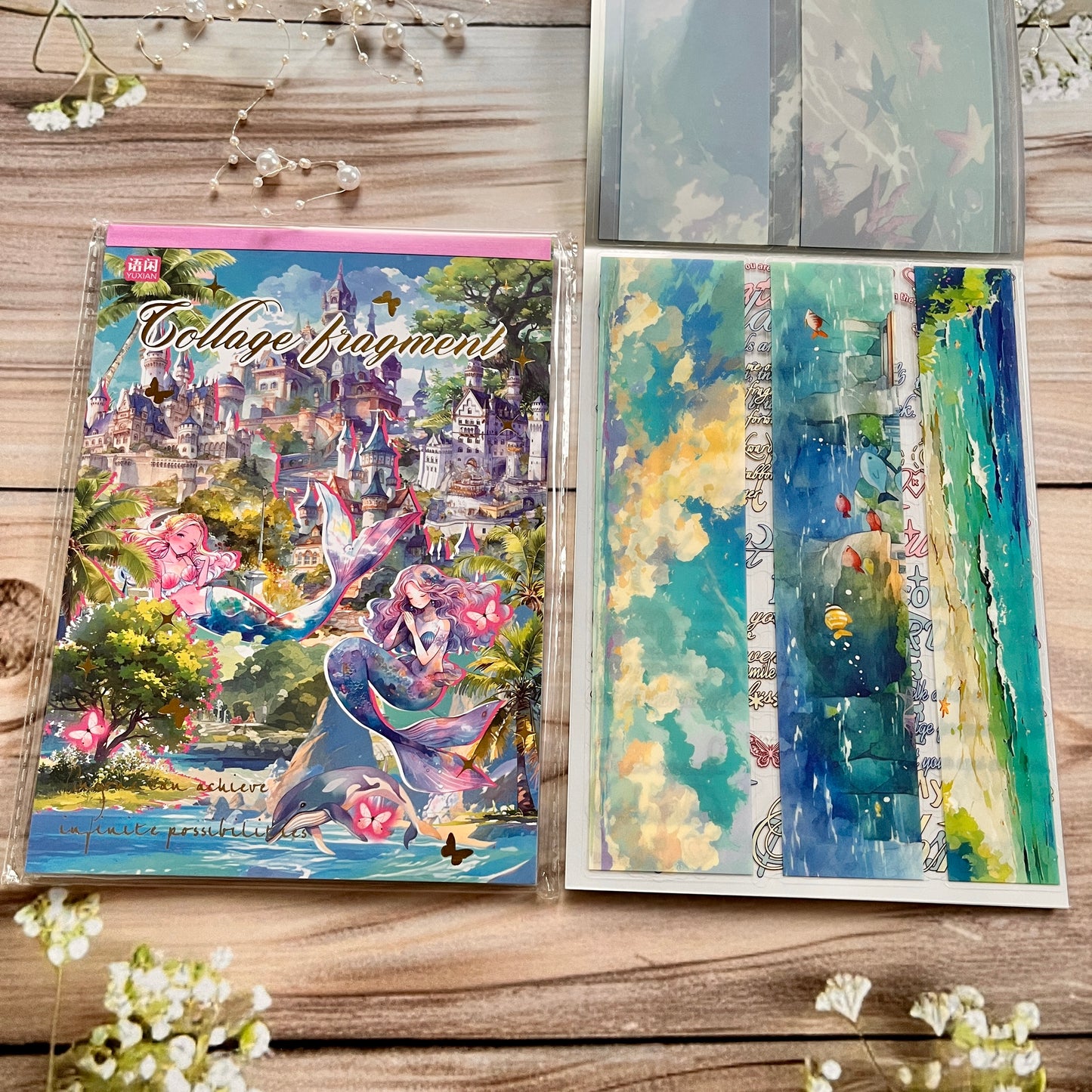20 Sheets Collage Pieces Series Light Retro Material Landscape character Sticker Book