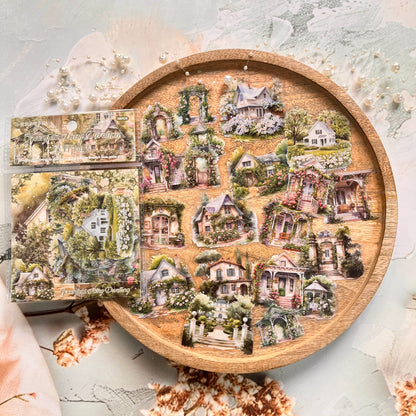 30 Pcs Glass Dream Series Retro House-Themed Scenery Stickers