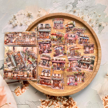 30 Pcs Glass Dream Series Retro House-Themed Scenery Stickers