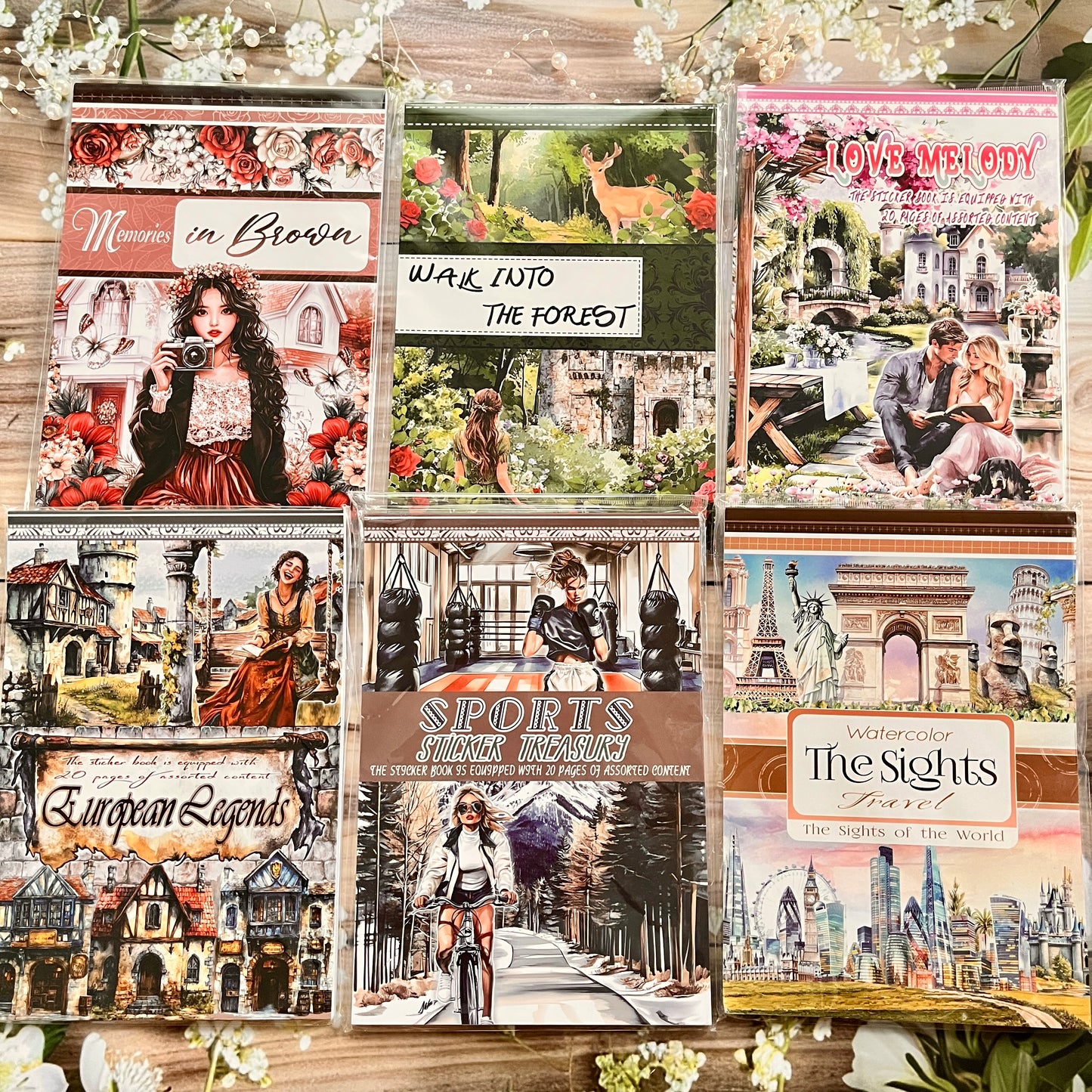 20 sheets Europe and the US landscape figures love and travel sticker book