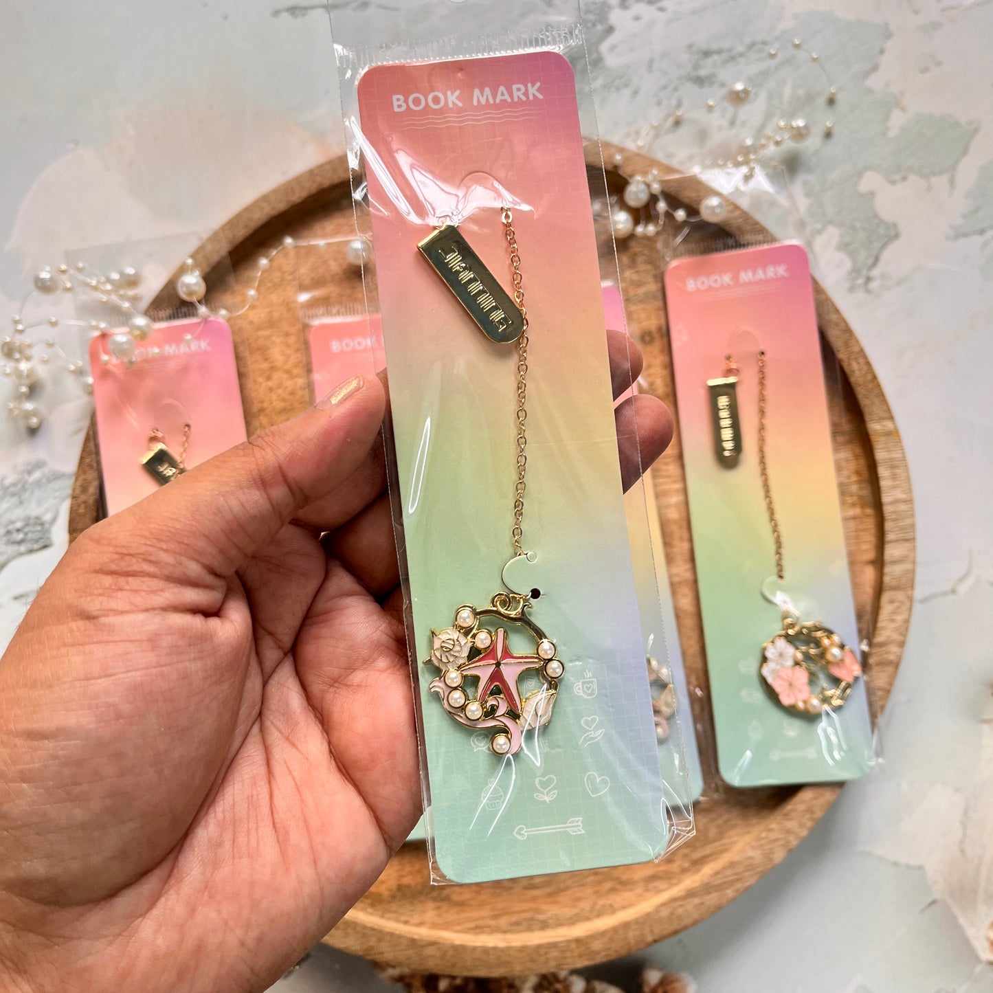 Starfish Metal Bookmark Cartoon Style Multi-Functional Book Clip Pendant