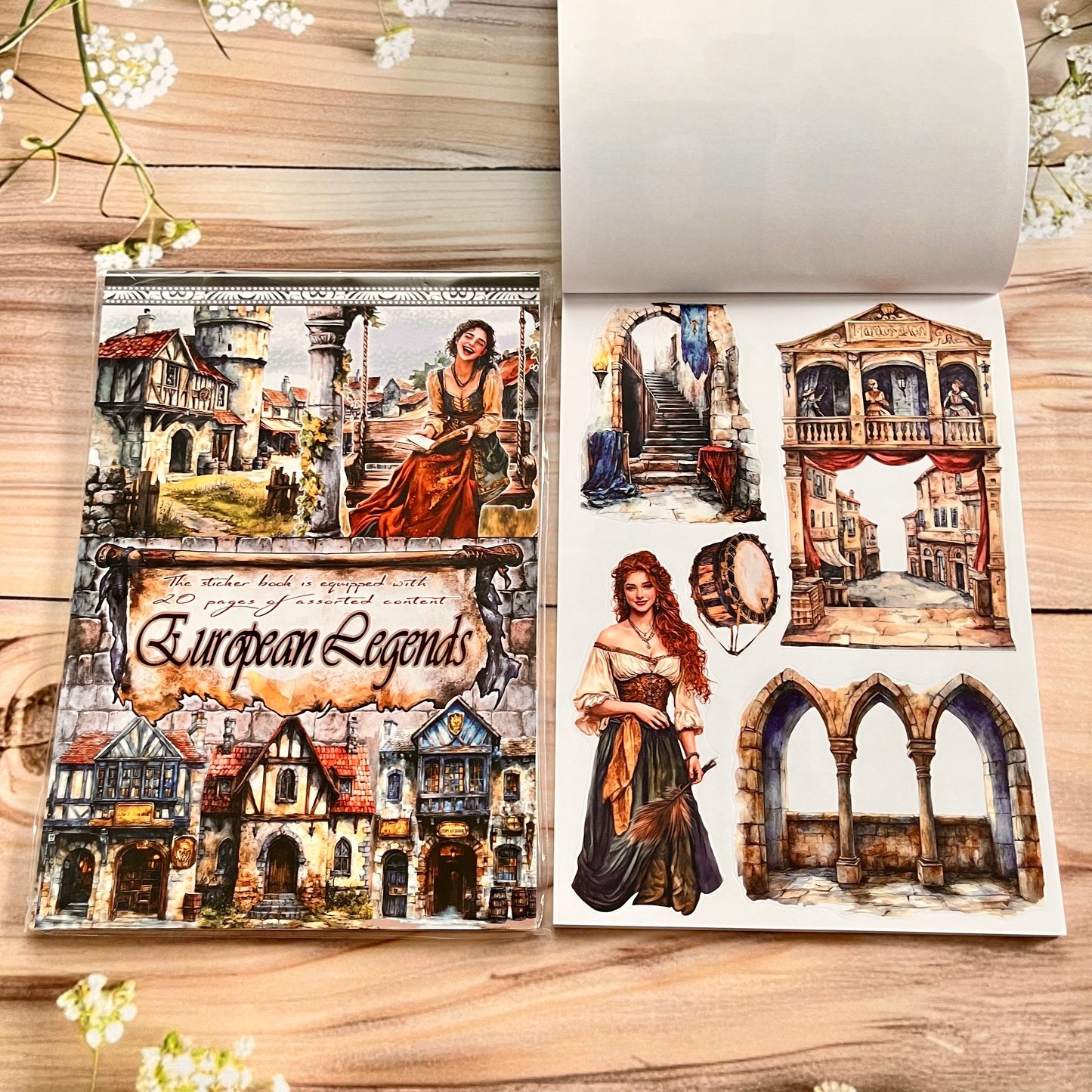 20 sheets Europe and the US landscape figures love and travel sticker book