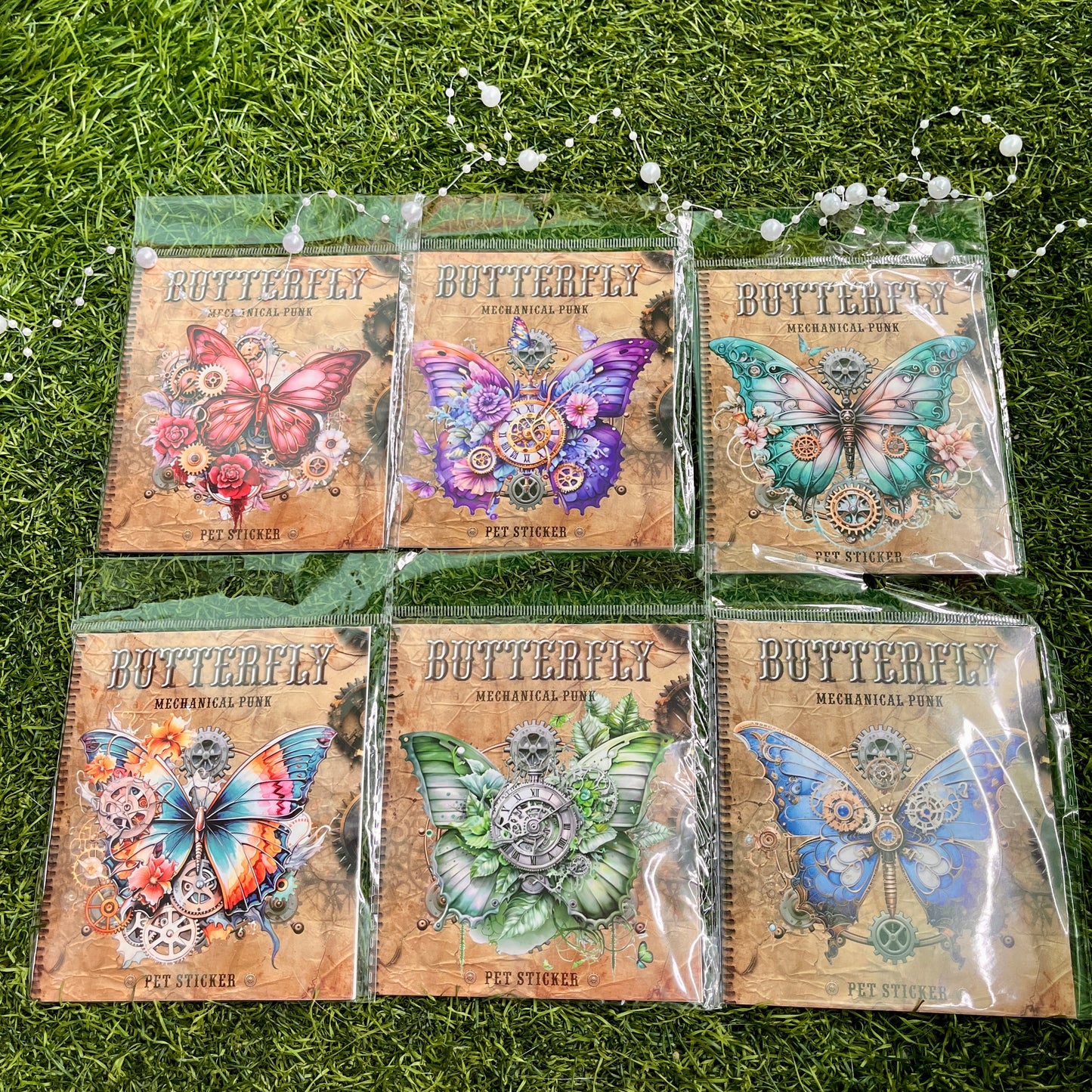 20 Pcs Mechanical Butterfly Series Vintage Punk Landscaping PET Sticker