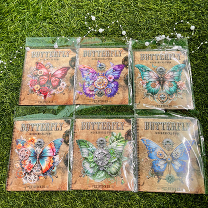 20 Pcs Mechanical Butterfly Series Vintage Punk Landscaping PET Sticker