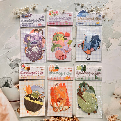 20 Pcs Wonderful Life Series Hand-drawn Style Stickers