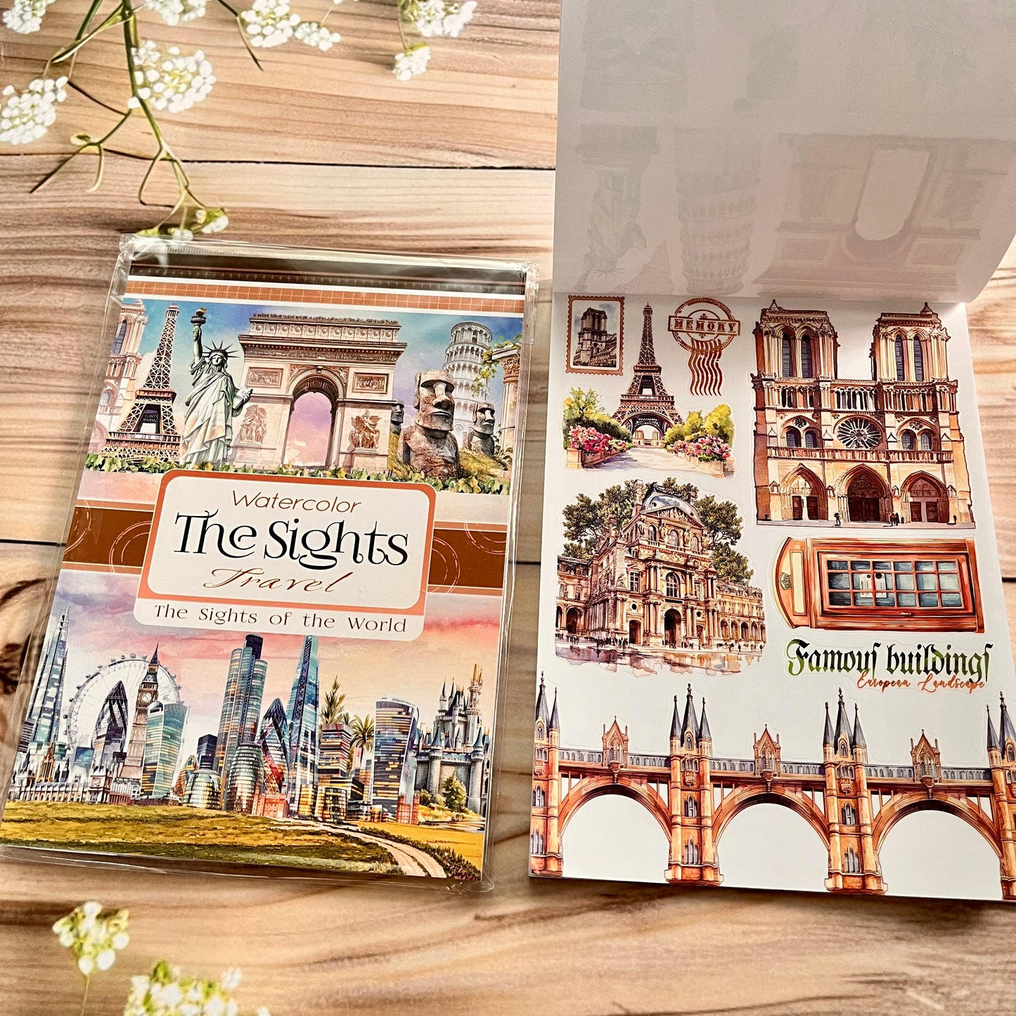 20 sheets Europe and the US landscape figures love and travel sticker book