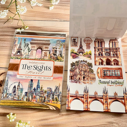 20 sheets Europe and the US landscape figures love and travel sticker book