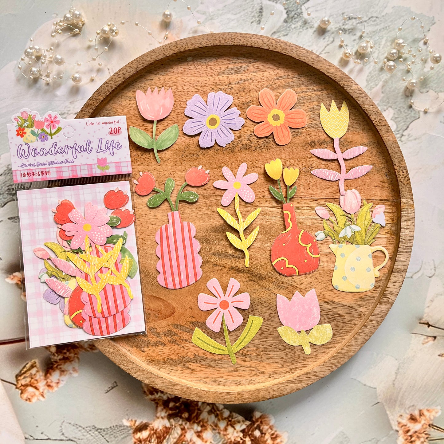20 Pcs Wonderful Life Series Hand-drawn Style Stickers