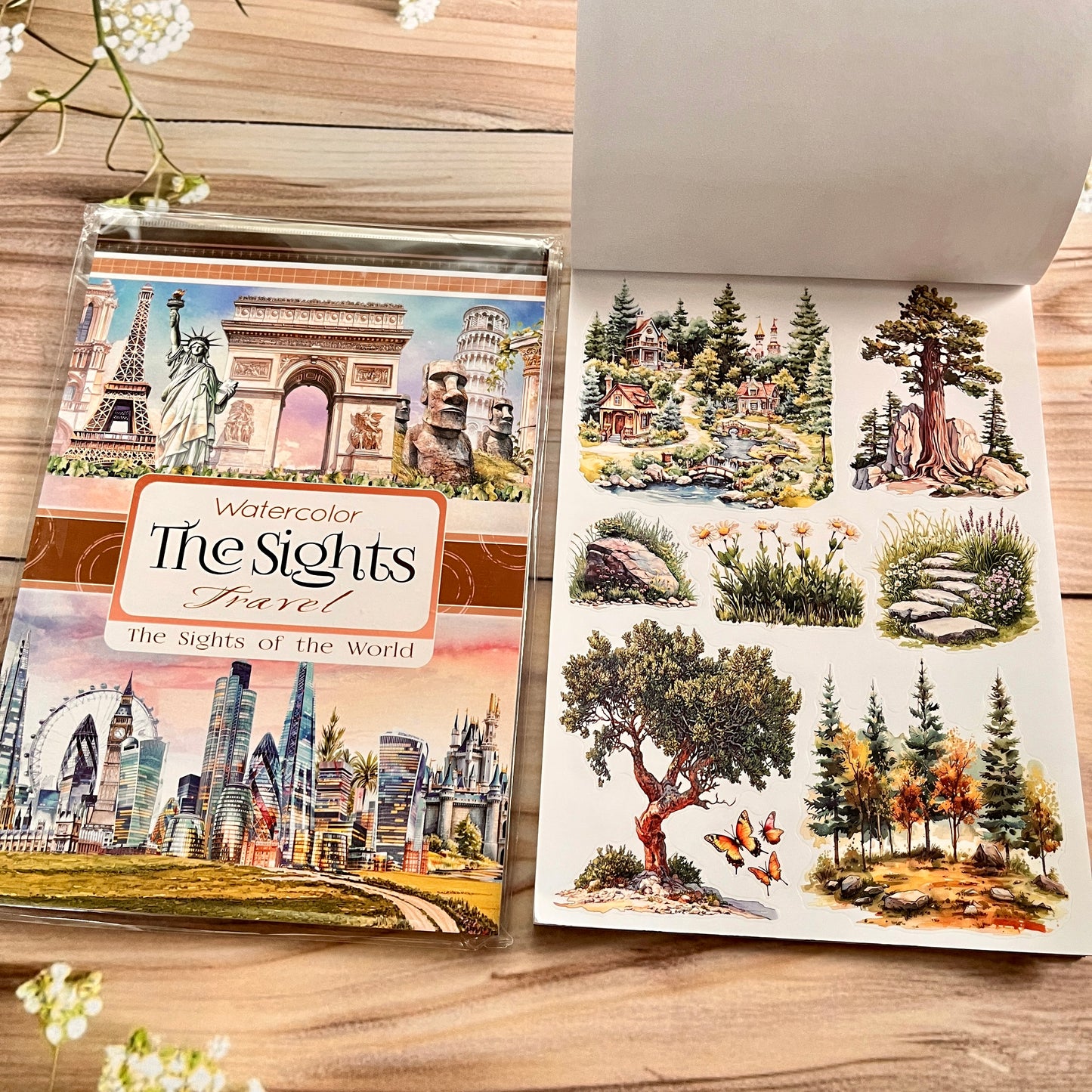 20 sheets Europe and the US landscape figures love and travel sticker book