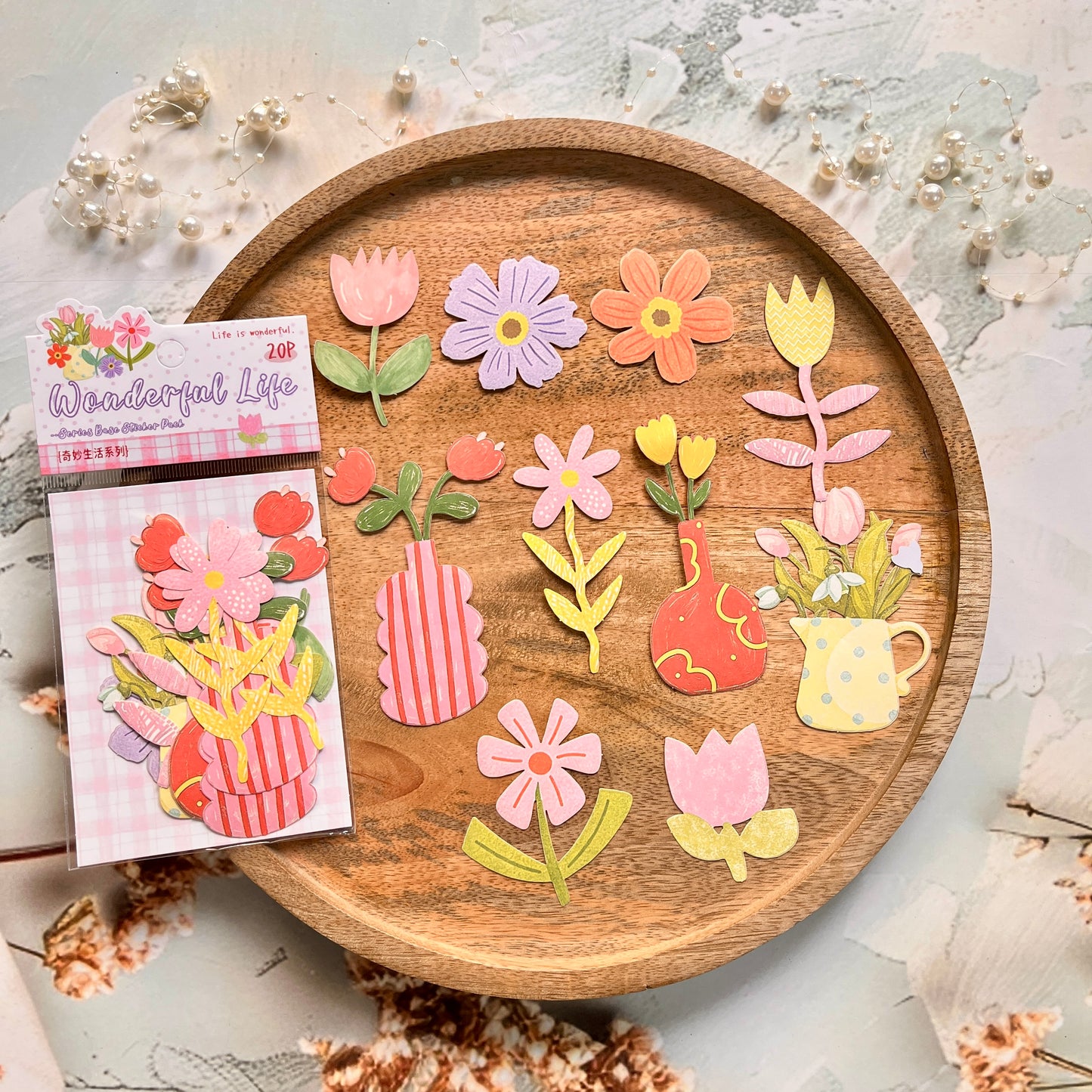 20 Pcs Wonderful Life Series Hand-drawn Style Stickers