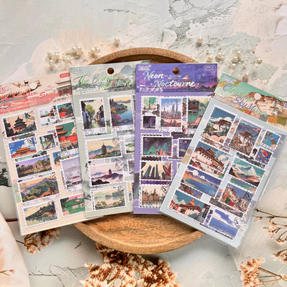 2 Sheets Postal City Charm Series Journaling stickers