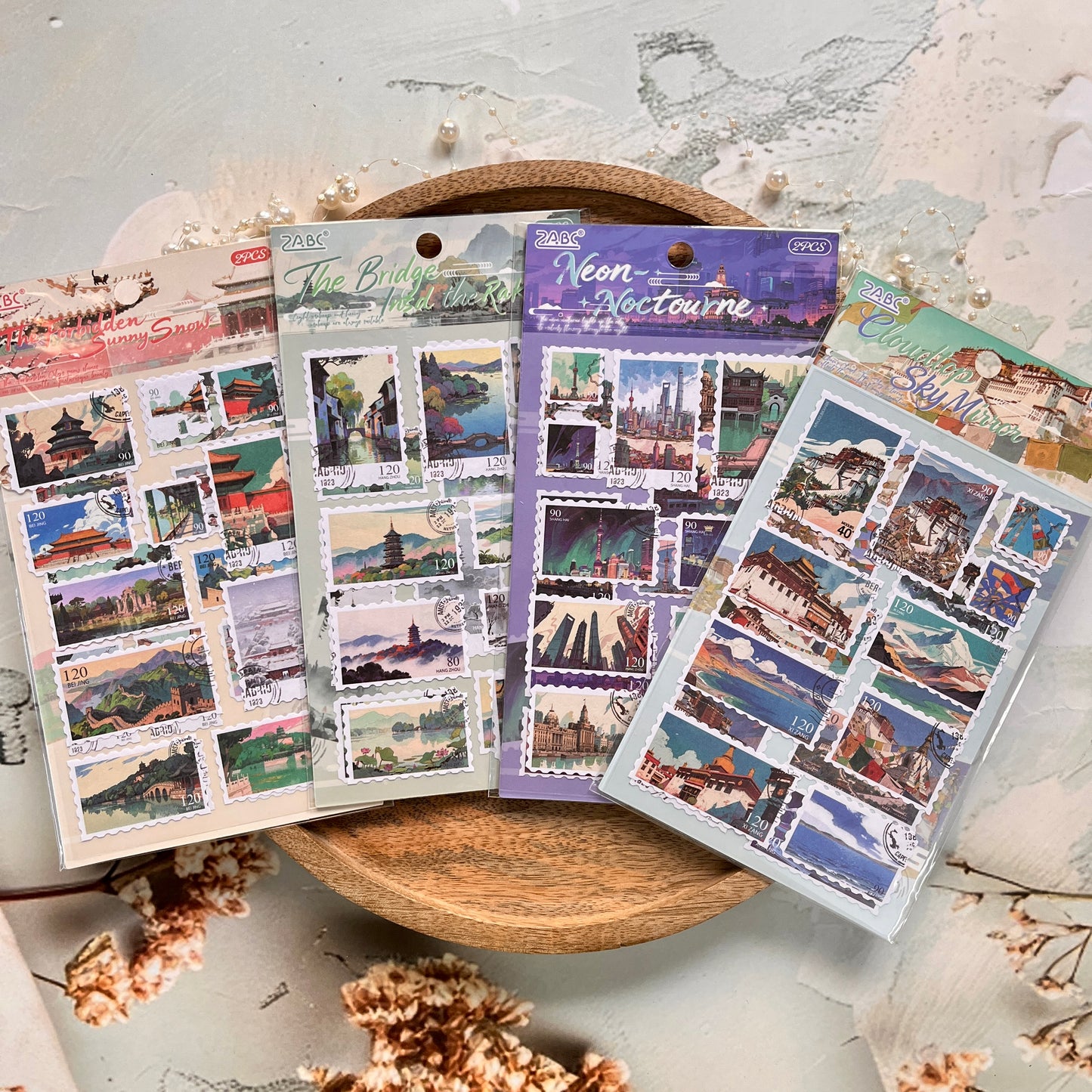 2 Sheets Postal City Charm Series Journaling stickers
