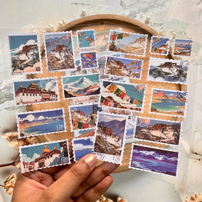 2 Sheets Postal City Charm Series Journaling stickers