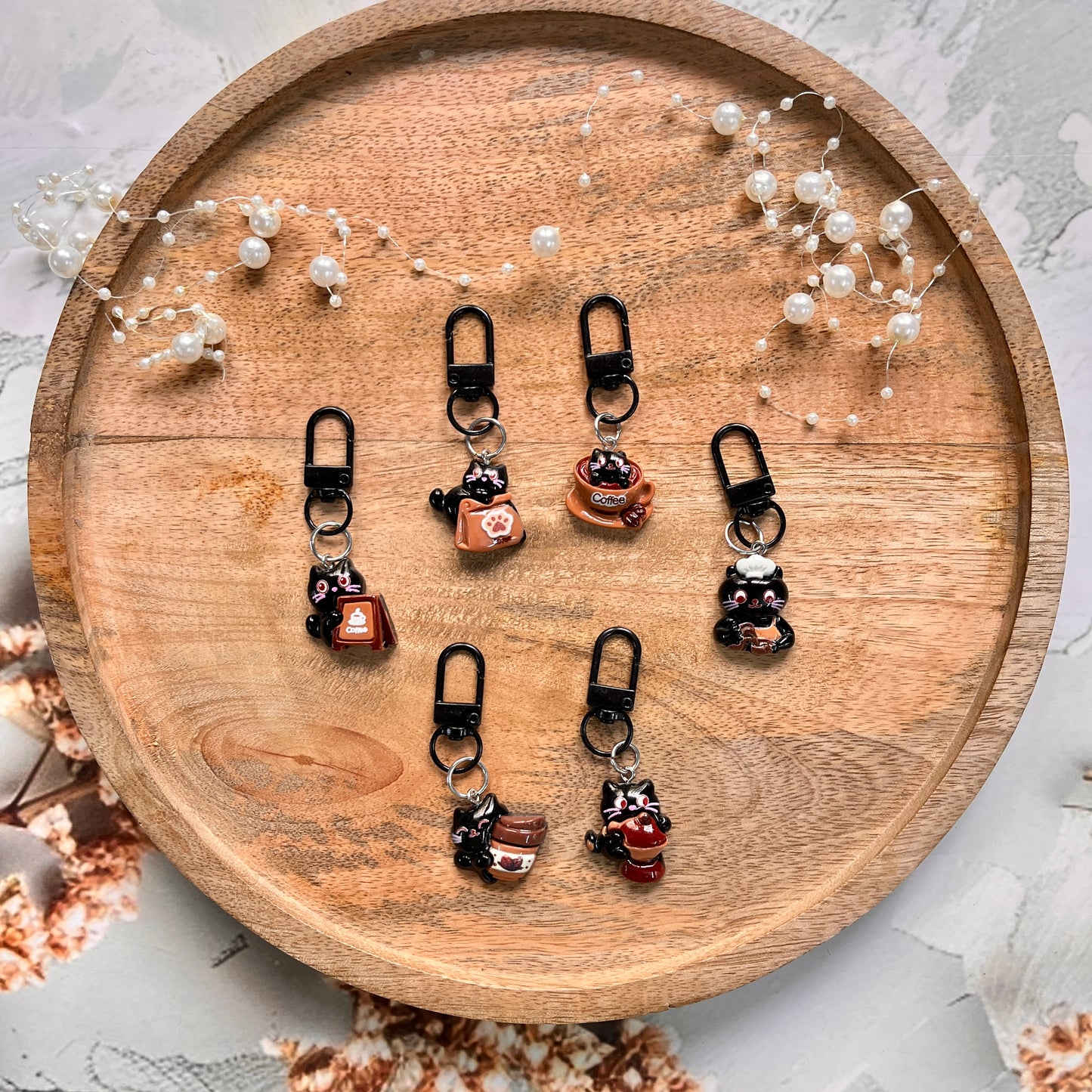 1 Pc Cute Black Cat Coffee Keychain Cute Charms