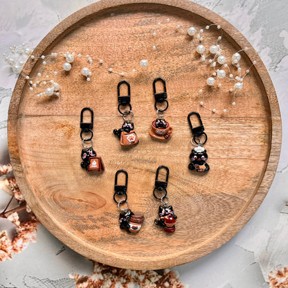 1 Pc Cute Black Cat Coffee Keychain Cute Charms