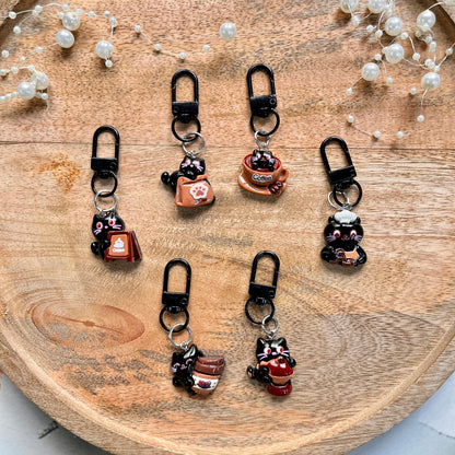 1 Pc Cute Black Cat Coffee Keychain Cute Charms
