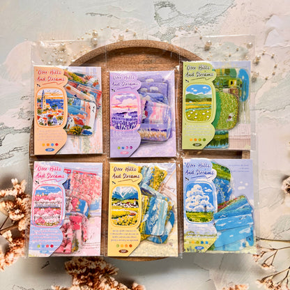 30 Pcs Journey Through Mountains and Rivers Series Landscape Stickers