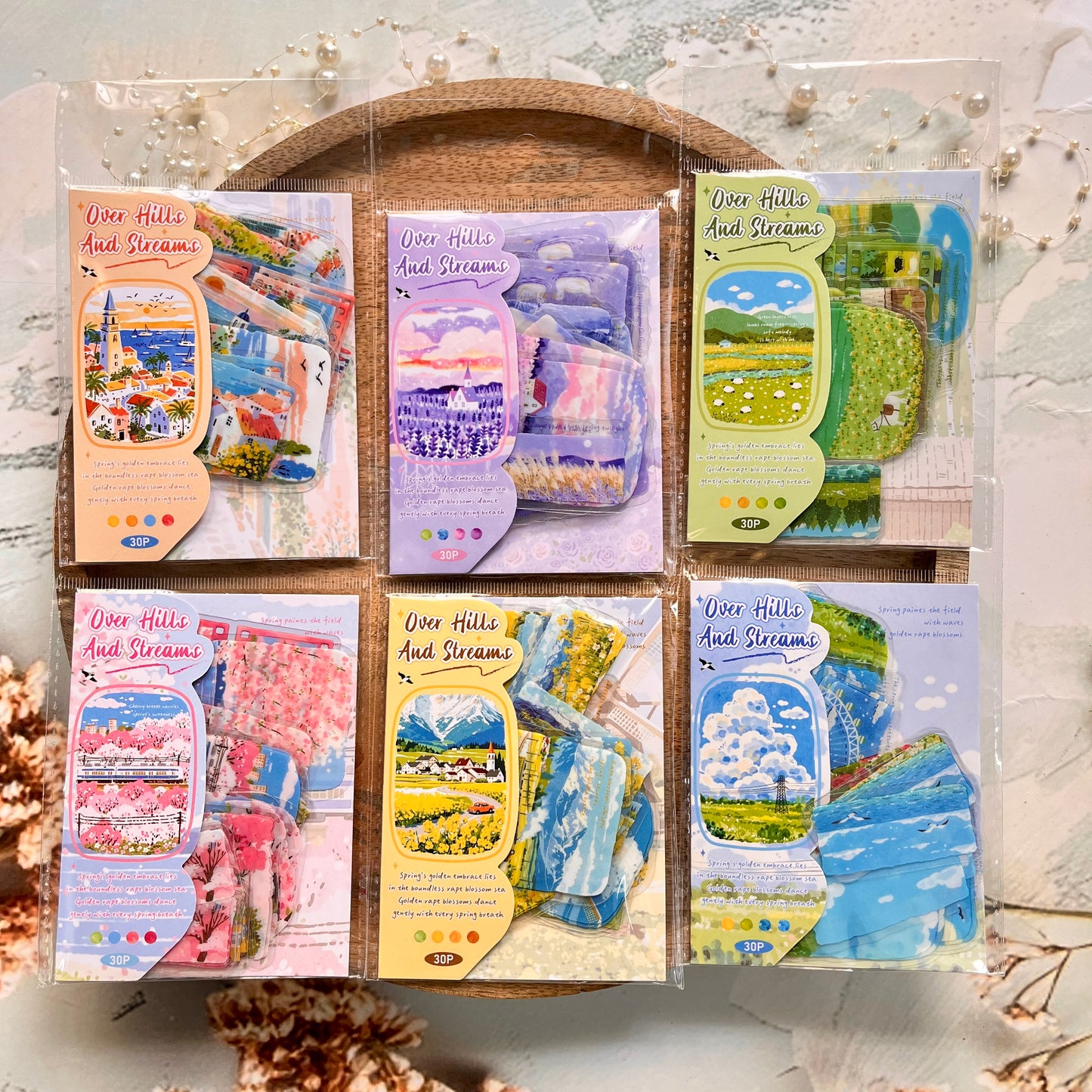 30 Pcs Journey Through Mountains and Rivers Series Landscape Stickers