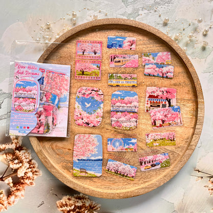 30 Pcs Journey Through Mountains and Rivers Series Landscape Stickers