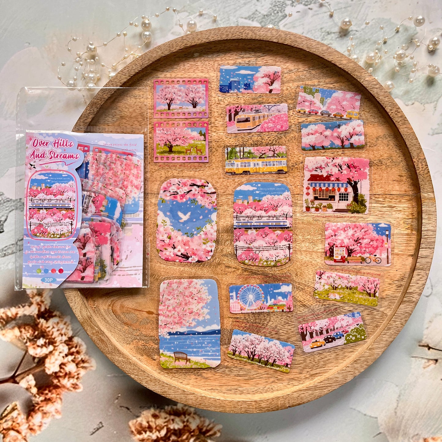 30 Pcs Journey Through Mountains and Rivers Series Landscape Stickers
