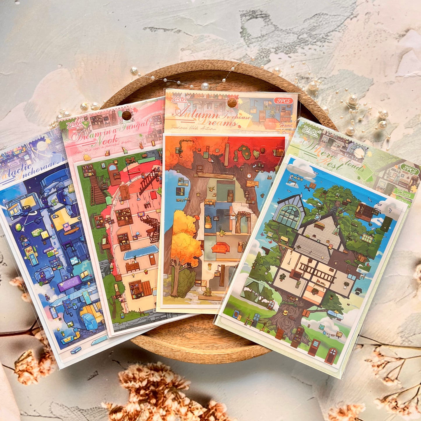 3 Sheets Dream Building Weaving Light 3D Landscape Stickers