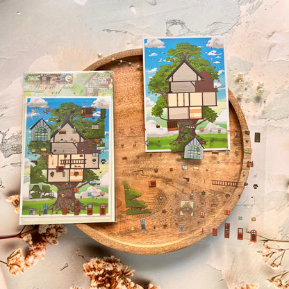 3 Sheets Dream Building Weaving Light 3D Landscape Stickers