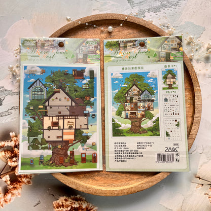 3 Sheets Dream Building Weaving Light 3D Landscape Stickers