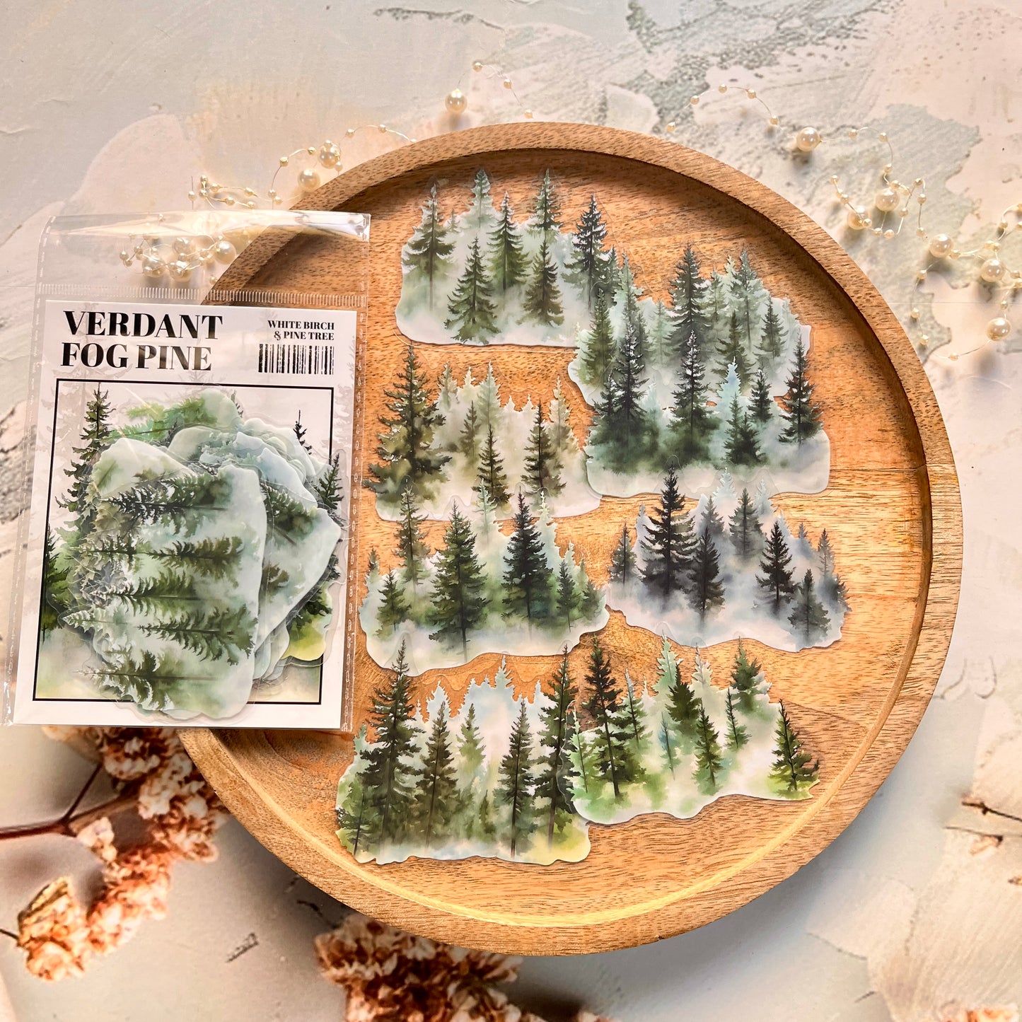 20 Pcs Birch Pine Series Mountain Forest Tree Stickers