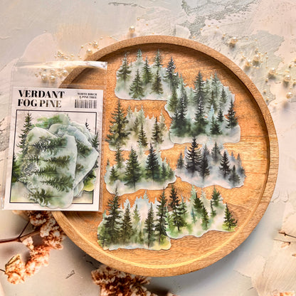 20 Pcs Birch Pine Series Mountain Forest Tree Stickers