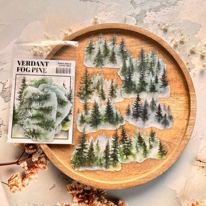 20 Pcs Birch Pine Series Mountain Forest Tree Stickers