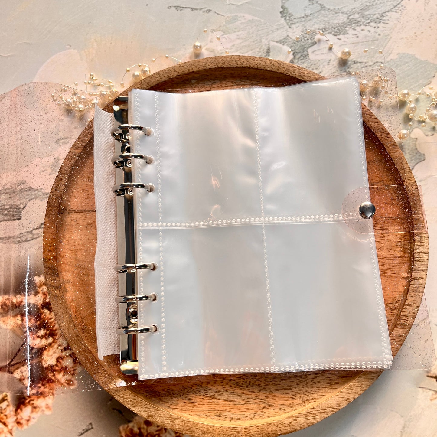 6 ring Loose leaf Photo Album Transparent Glittery Storage Journal