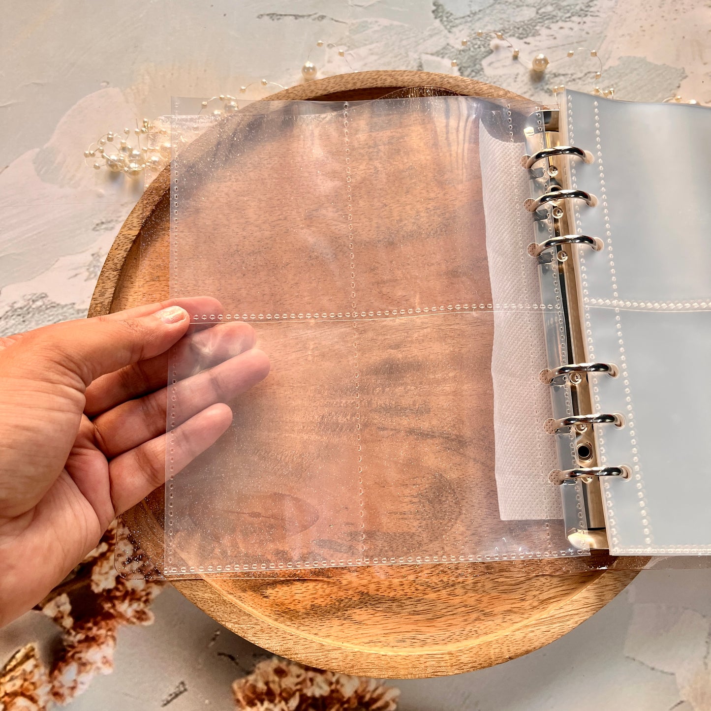 6 ring Loose leaf Photo Album Transparent Glittery Storage Journal
