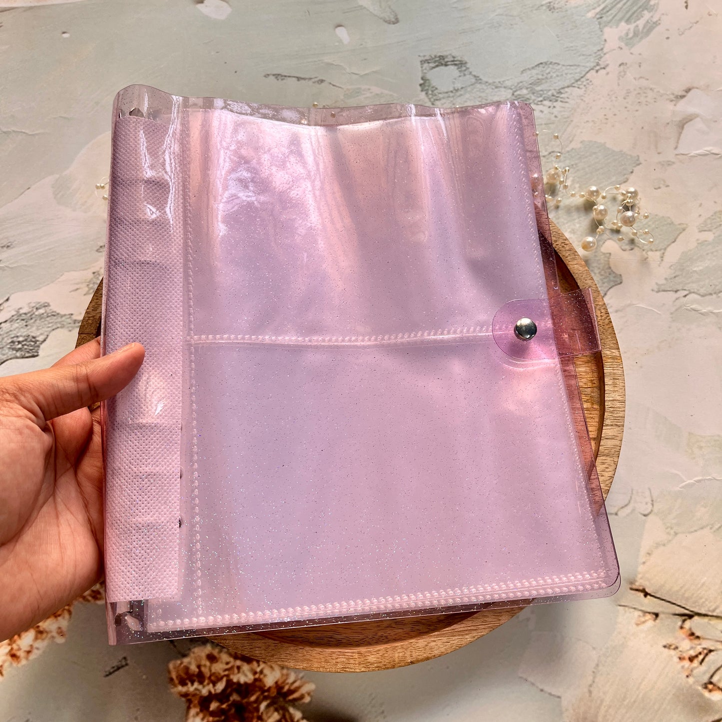 6 ring Loose leaf Photo Album Transparent Glittery Storage Journal
