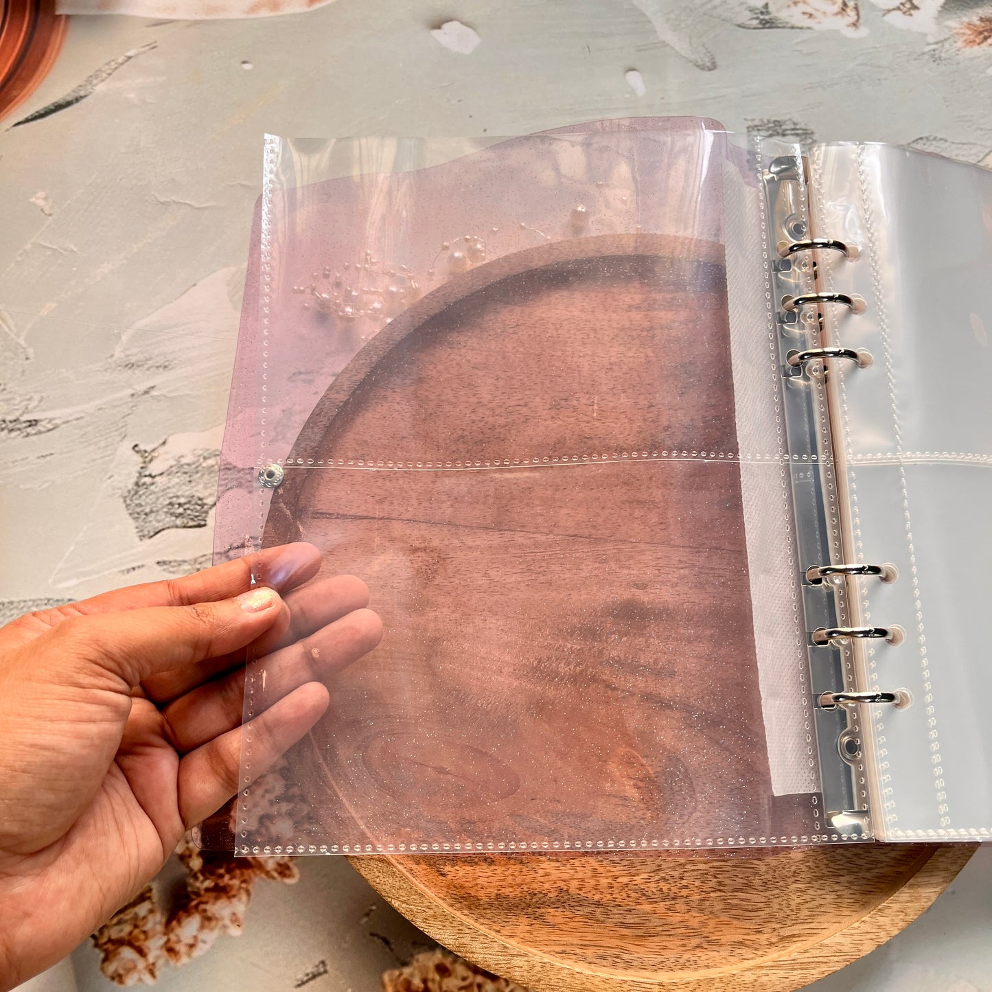 6 ring Loose leaf Photo Album Transparent Glittery Storage Journal