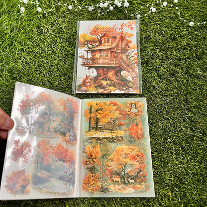 20 Sheets Secret Garden Series Vintage Plant Flower Die Cutting Sticker Book