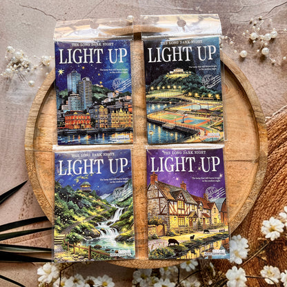 12 Pcs Light Up The Long Night Series Scenery Stickers