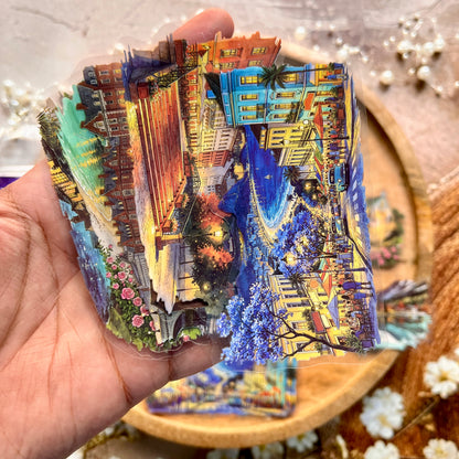 12 Pcs Light Up The Long Night Series Scenery Stickers