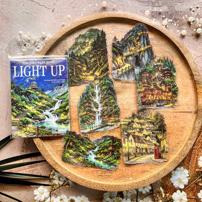 12 Pcs Light Up The Long Night Series Scenery Stickers
