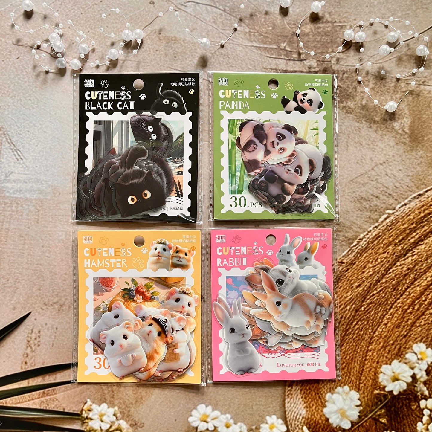 30pcs Cuteness Series Animal Theme Decorative Stickers