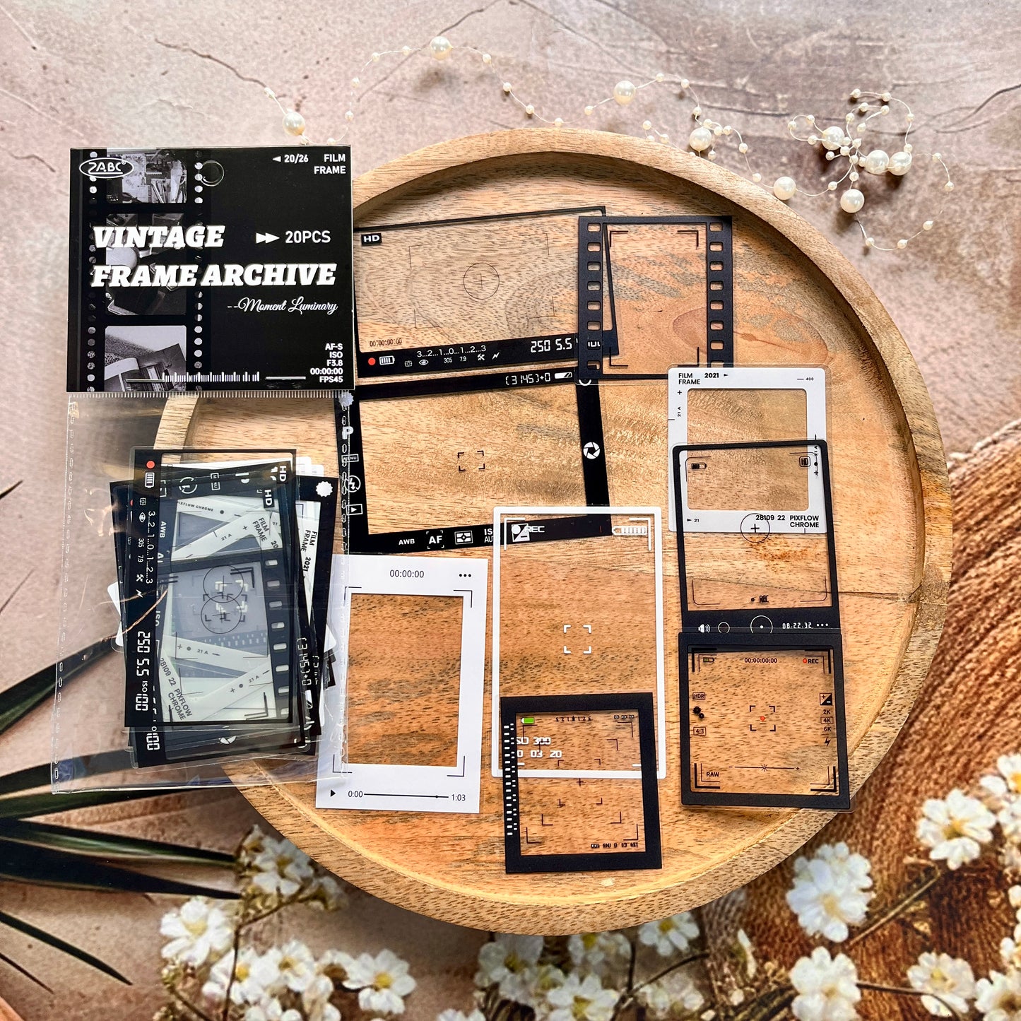20 Pcs Grid Collection Vintage Frame Series Journaling Stickers