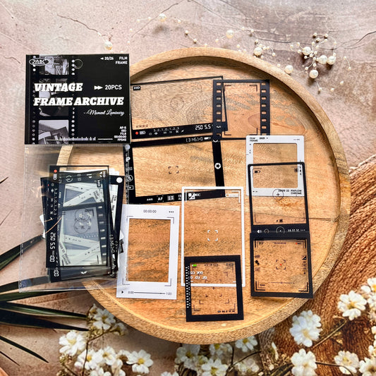 20 Pcs Grid Collection Vintage Frame Series Journaling Stickers