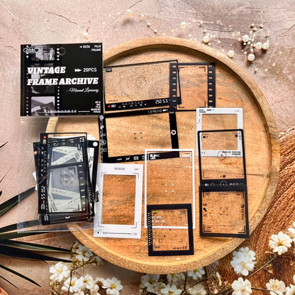 20 Pcs Grid Collection Vintage Frame Series Journaling Stickers