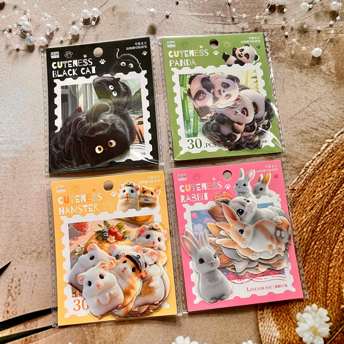 30pcs Cuteness Series Animal Theme Decorative Stickers