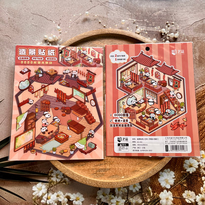 3 Sheets Capybara Landscaping 3D Miniature Hut Fun Cartoon Stickers