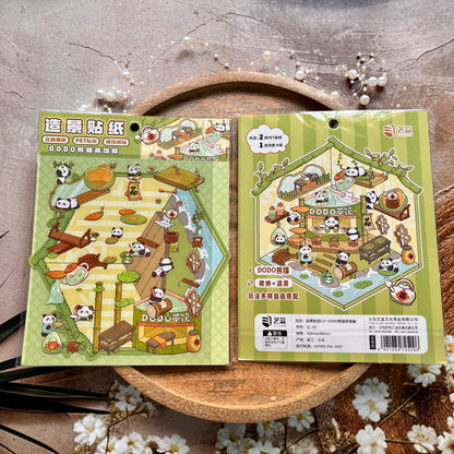 3 Sheets Capybara Landscaping 3D Miniature Hut Fun Cartoon Stickers