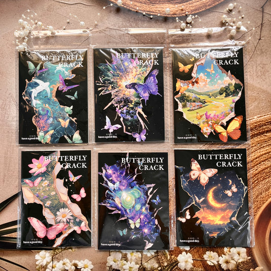 10 Pcs Cracked Butterfly Whispers Series Vintage Scenery Stickers