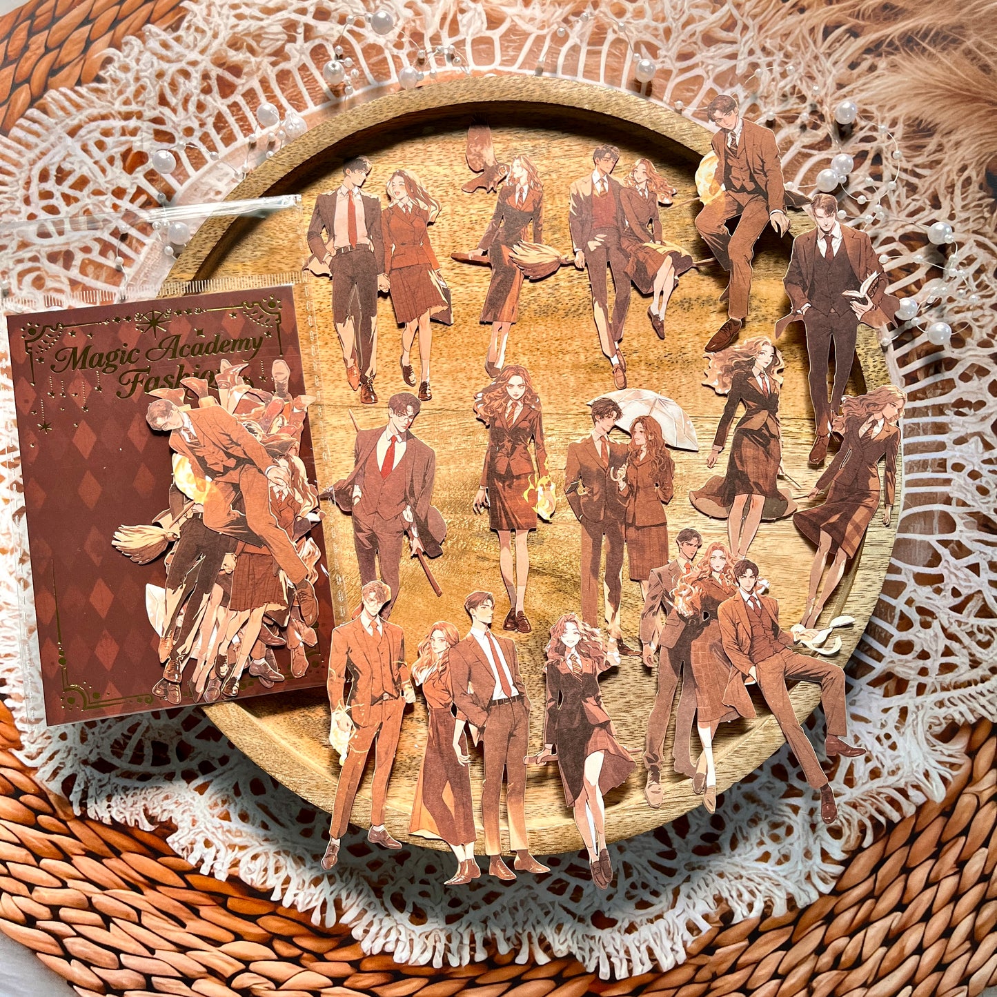 15 Pcs Enchant Academy Fashion Wizard Character Vintage Sticker