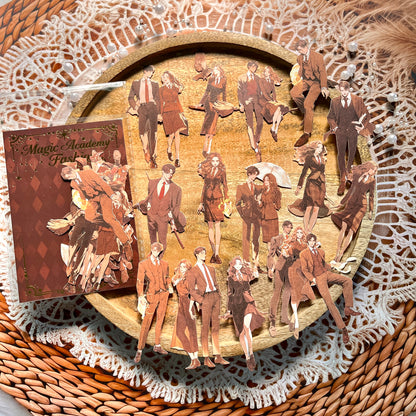 15 Pcs Enchant Academy Fashion Wizard Character Vintage Sticker