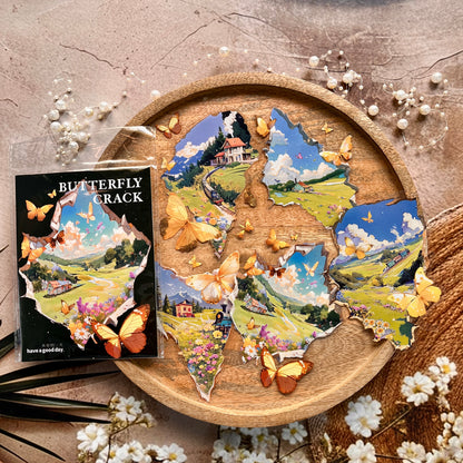 10 Pcs Cracked Butterfly Whispers Series Vintage Scenery Stickers